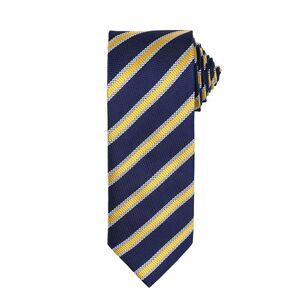 Premier Mens Waffle Stripe Formal Business Tie / Navy/Gold